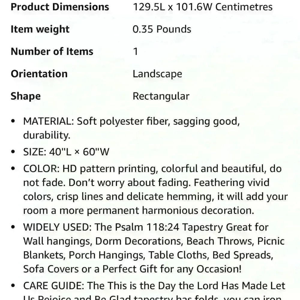 Religious Wall Tapestry Psalms 118:24 BNWOT